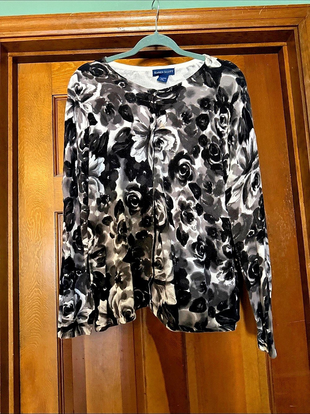 Karen Scott Floral Cotton Crew Neck Sweater XL Like New